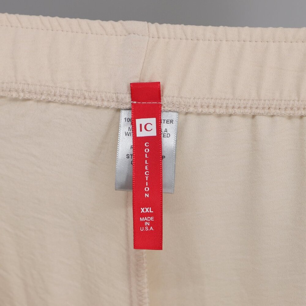 IC COLLECTION Cream Beige Elastic Waist Wide Leg Pants Size XXL - Picture 6 of 7